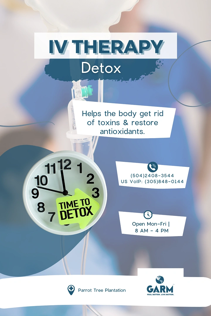 IV Therapy & Drip Bars creative ad: Strong clock-based detox metaphor