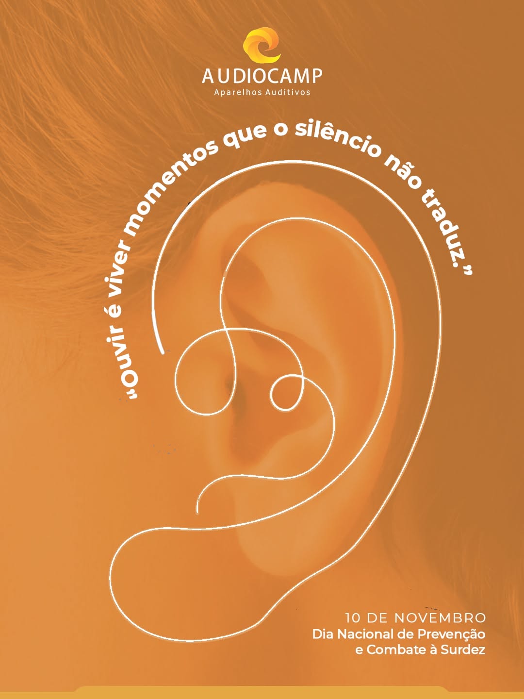 Instagram post: Line ear with copy curving around it