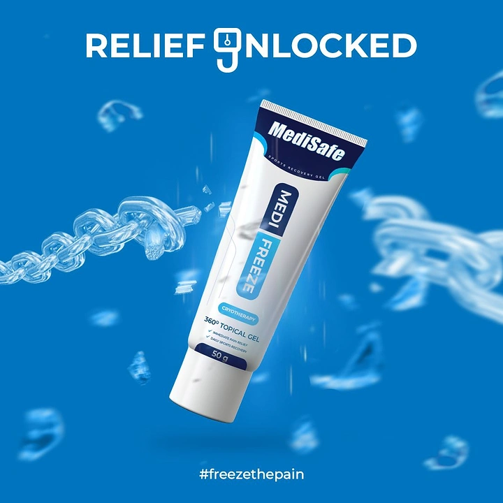 Pain Relief Brands creative ad: Unlocked-relief chain metaphor, polished product ad