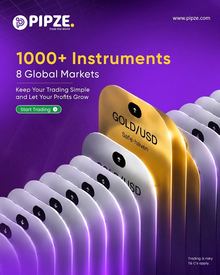 Stock Brokers & Investing creative ad: Instruments as stacked cards, polished