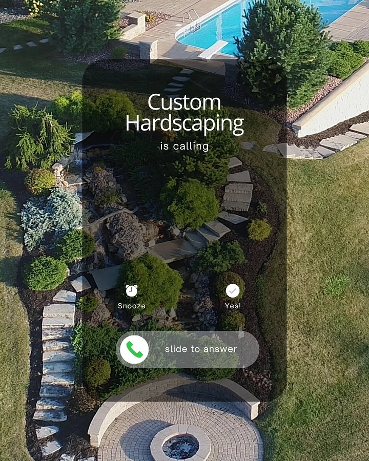 Landscaping & Gardening creative ad: Incoming call UI: hardscaping is calling