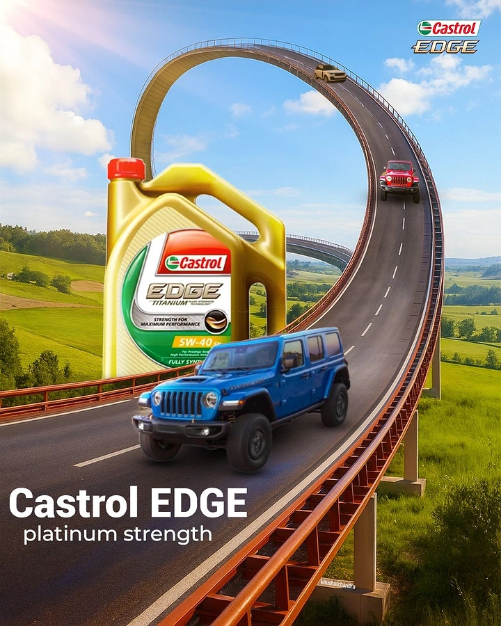 Engine Oil & Lubricants creative ad: Looping road creates memorable product metaphor