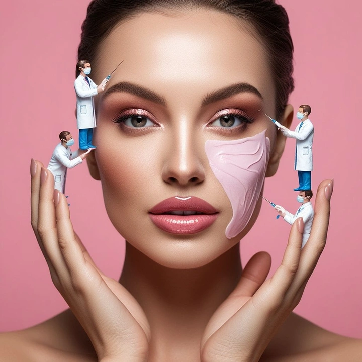 Plastic Surgery Clinics creative ad: Miniature doctors create playful treatment metaphor