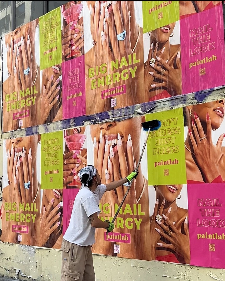 Nail Salons creative ad: 'Big Nail Energy' wheatpaste poster campaign