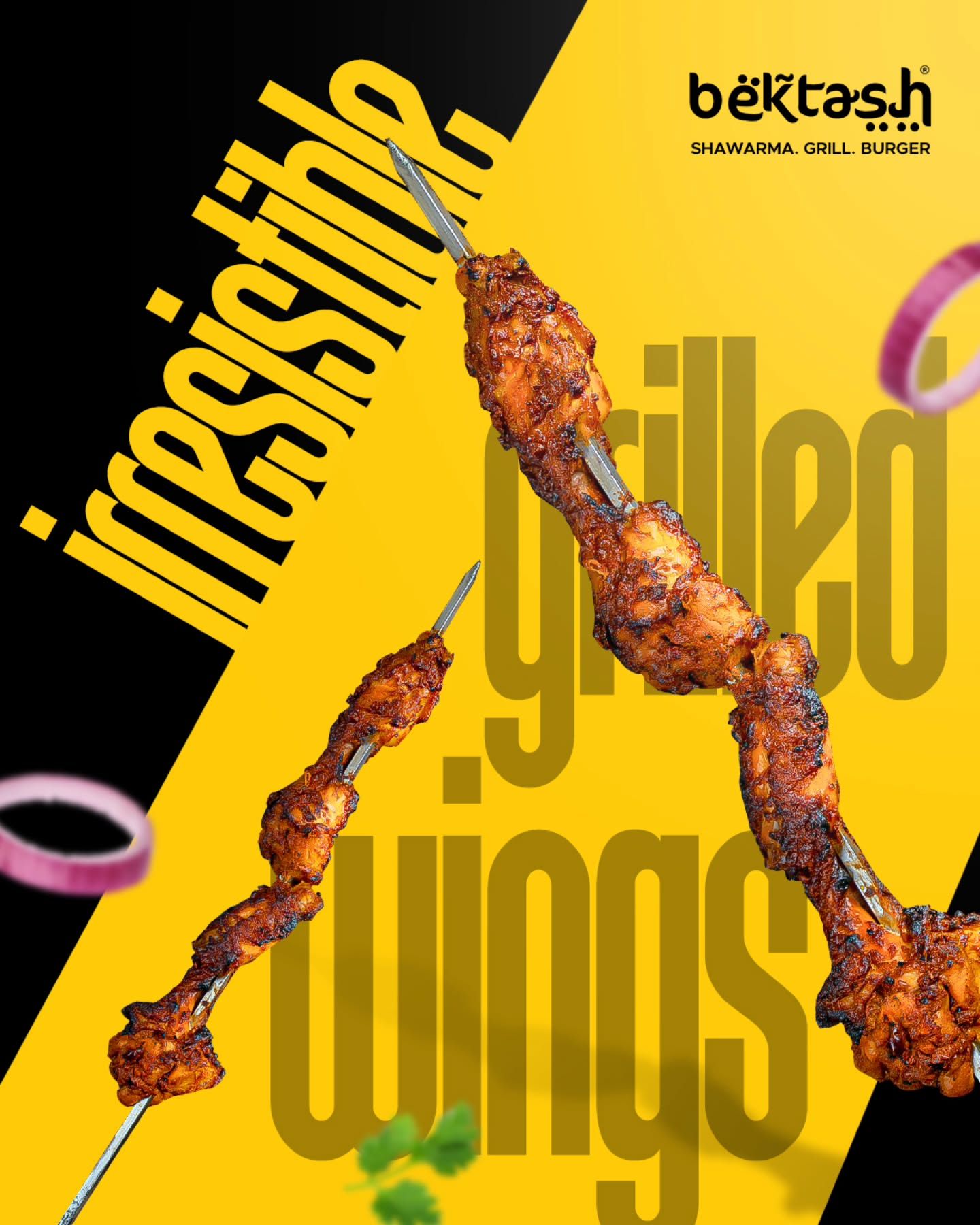 Instagram post: Skewers collide with bold oversized typography