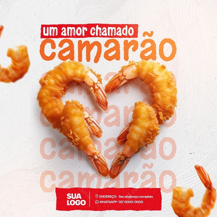 Seafood Restaurants creative ad: Shrimp arranged as a love-heart symbol