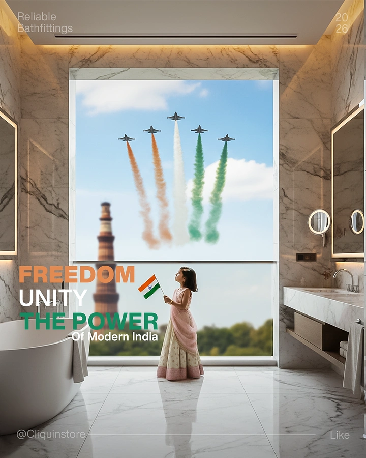 Republic Day creative ad: Child watching tricolor flypast through bathroom window