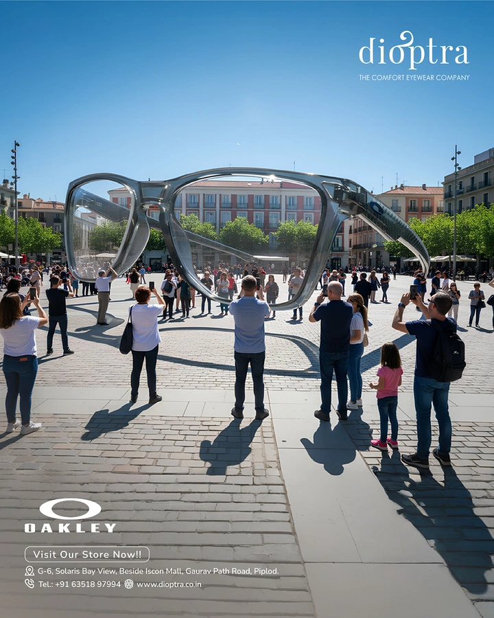Opticians & Eye Care creative ad: Giant glasses installation in public plaza