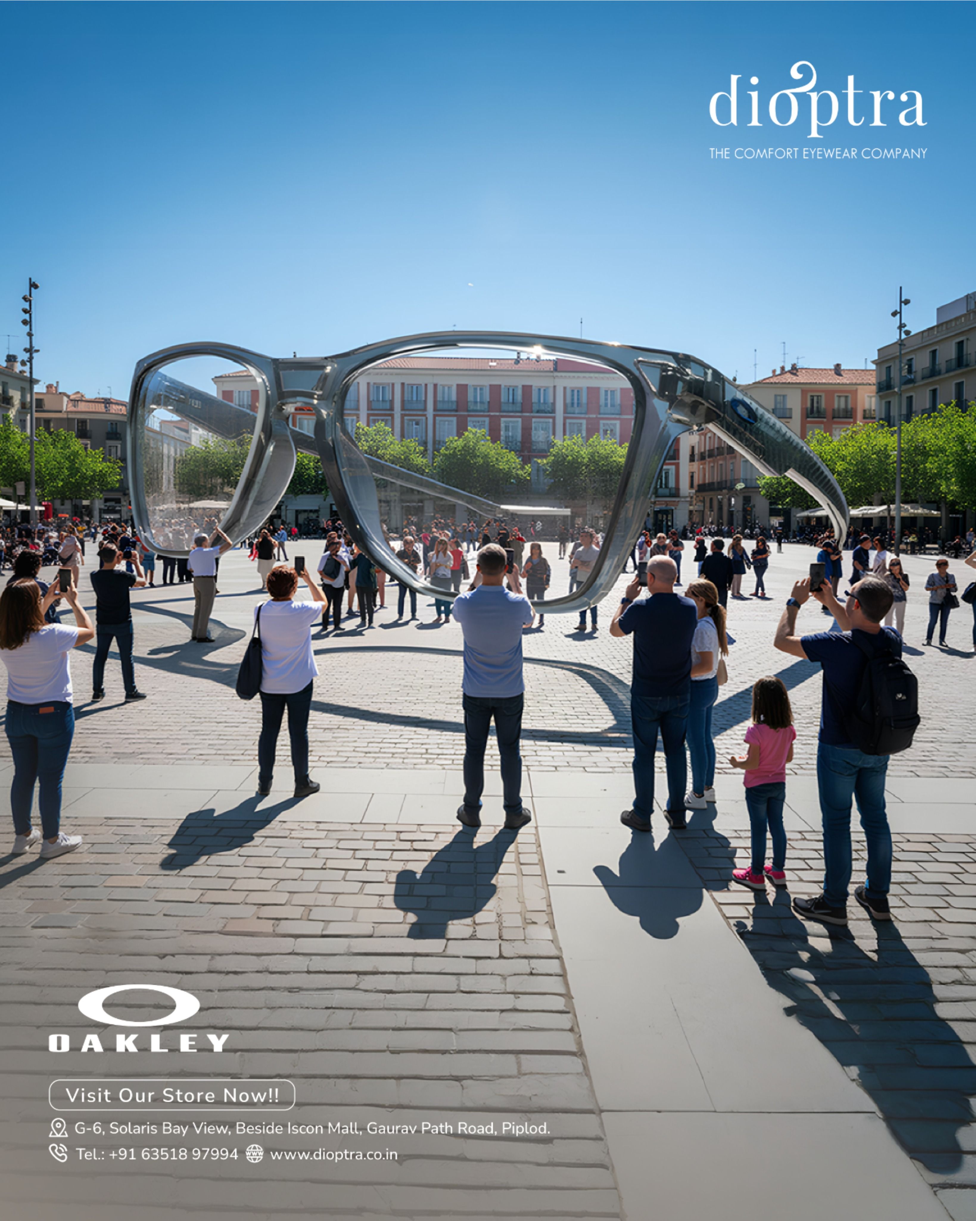 Instagram post: Giant glasses installation in public plaza