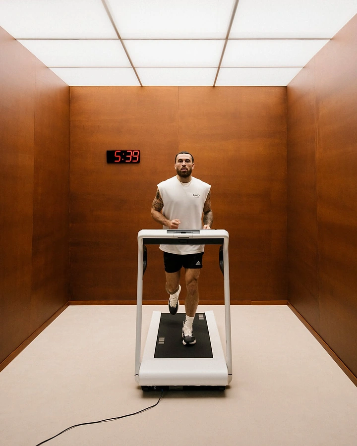 Fitness Equipment Stores creative ad: Treadmill elevator timing metaphor