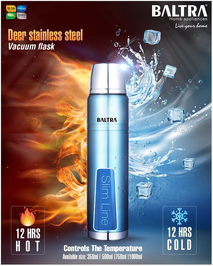 Tumblers, Flasks & Drinkware creative ad: Fire-and-ice hot-cold contrast concept