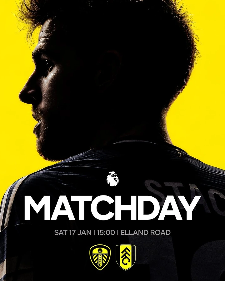 Creative ad: Silhouetted footballer seen from behind in profile, looking left
