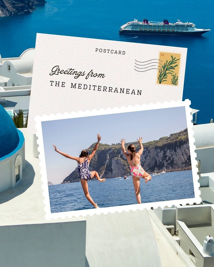 Cruises & Cruise Lines creative ad: Postcard framing sells Mediterranean travel