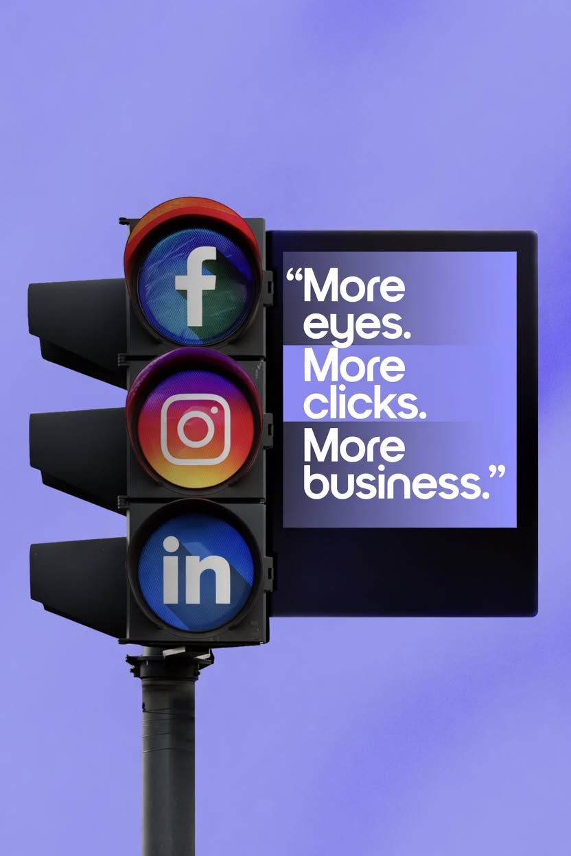 Traffic light made of social icons