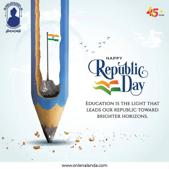 Republic Day creative ad: Carved blue pencil with a flag planted on a graphite peak