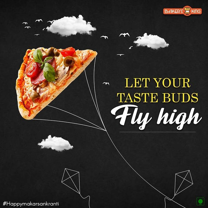 Makar Sankranti creative ad: Pizza slice flying as a kite