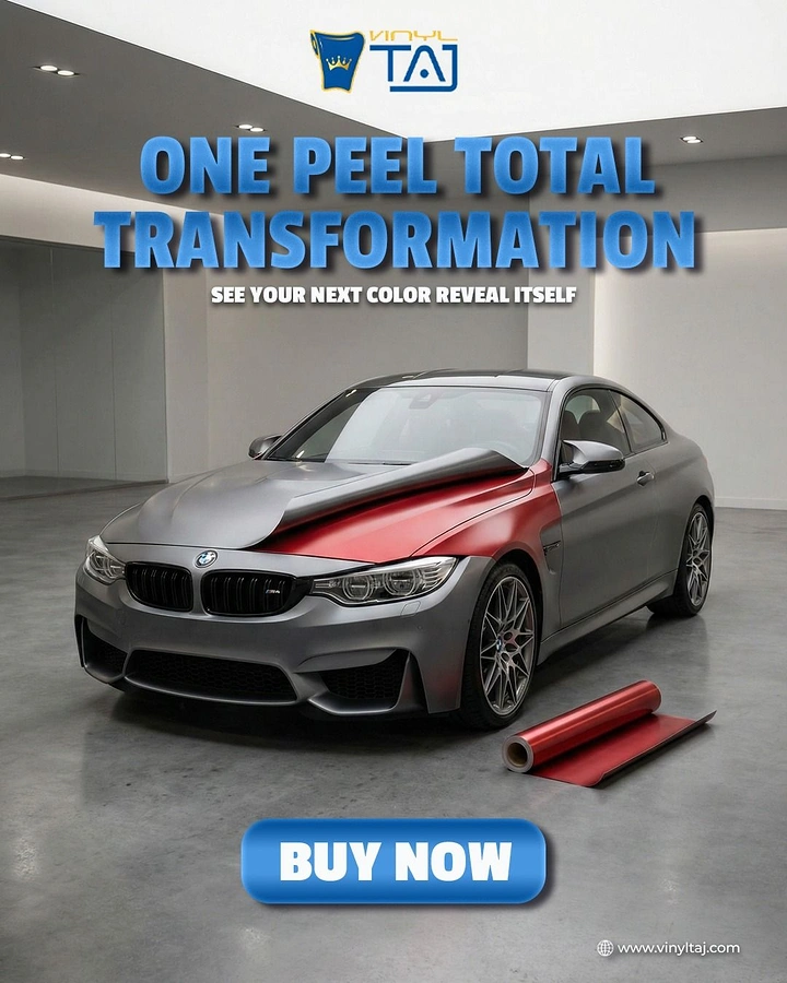 Window Tinting & Car Wraps creative ad: Peel transformation idea supports wrap offer
