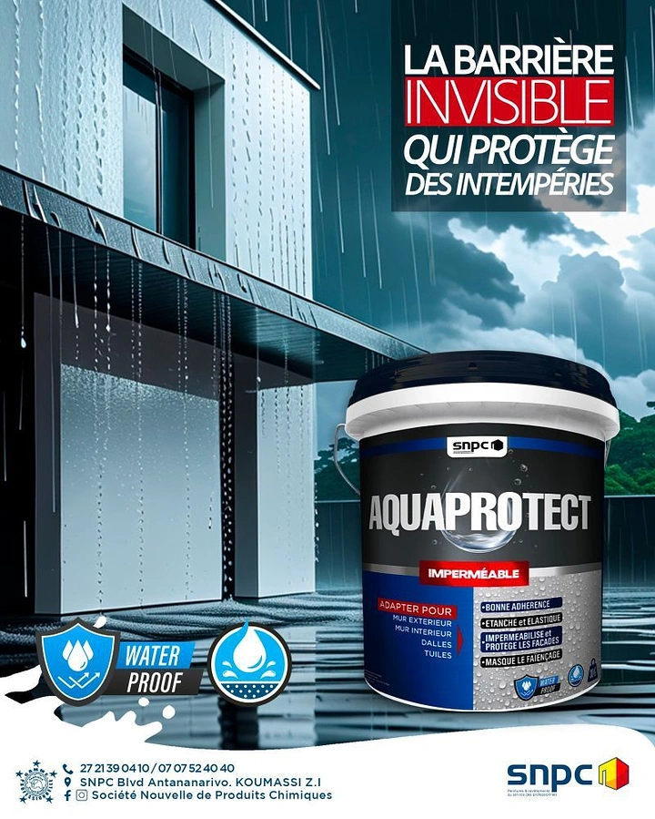 Waterproofing creative ad: Invisible barrier protects building metaphor