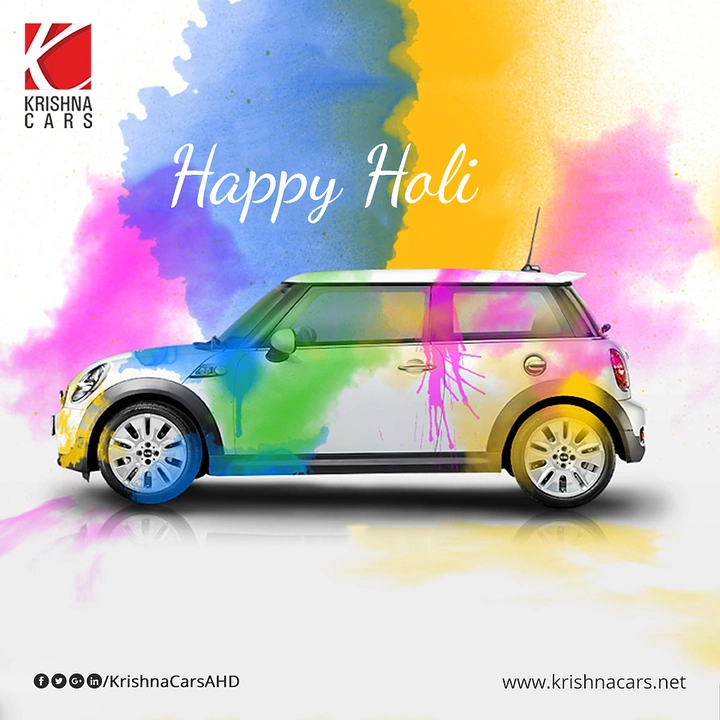 Holi creative ad: Car body painted in Holi colours