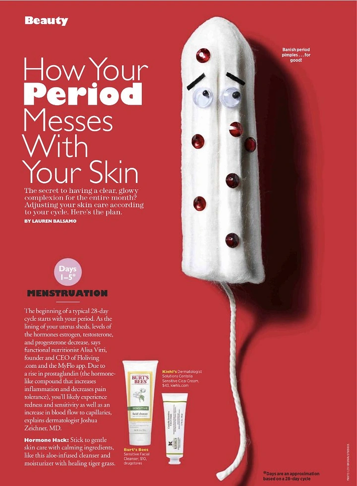 Period Care & Feminine Hygiene creative ad: Oversized product visualizes skin problems