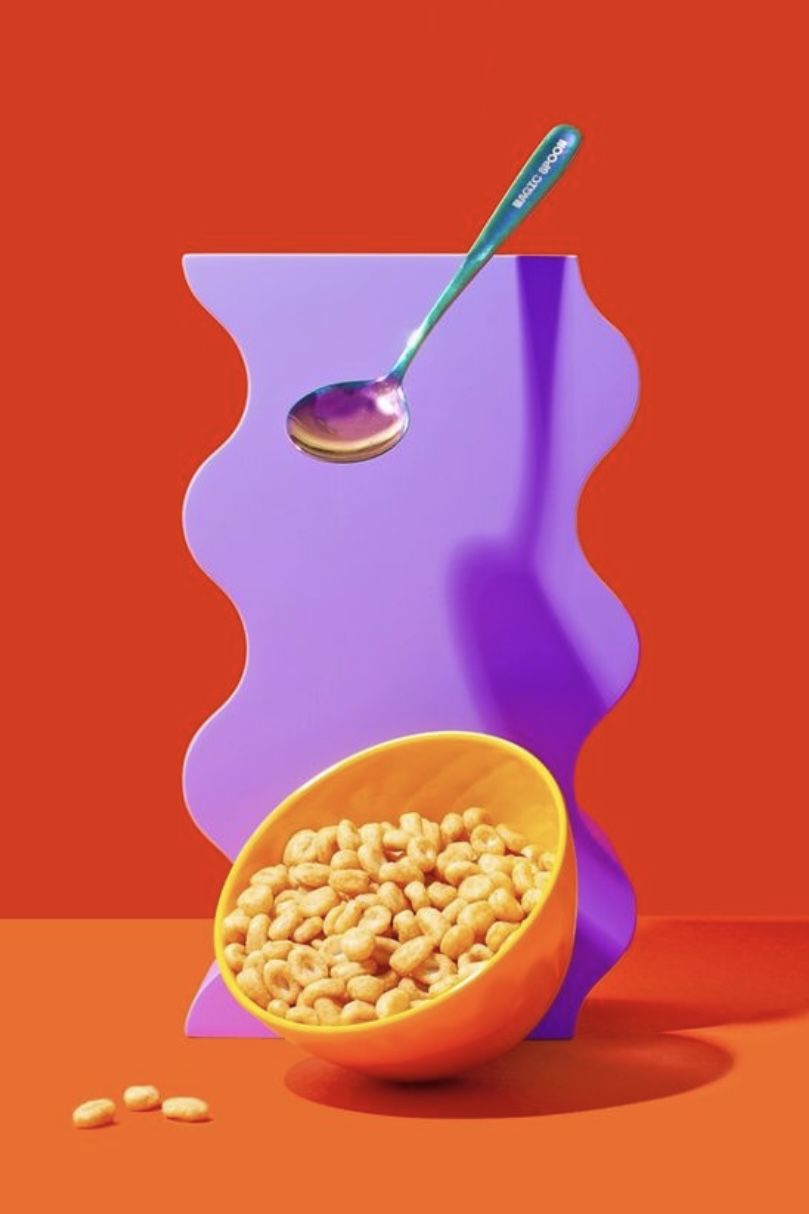 Story: Surreal spoon-and-cereal sculpture composition