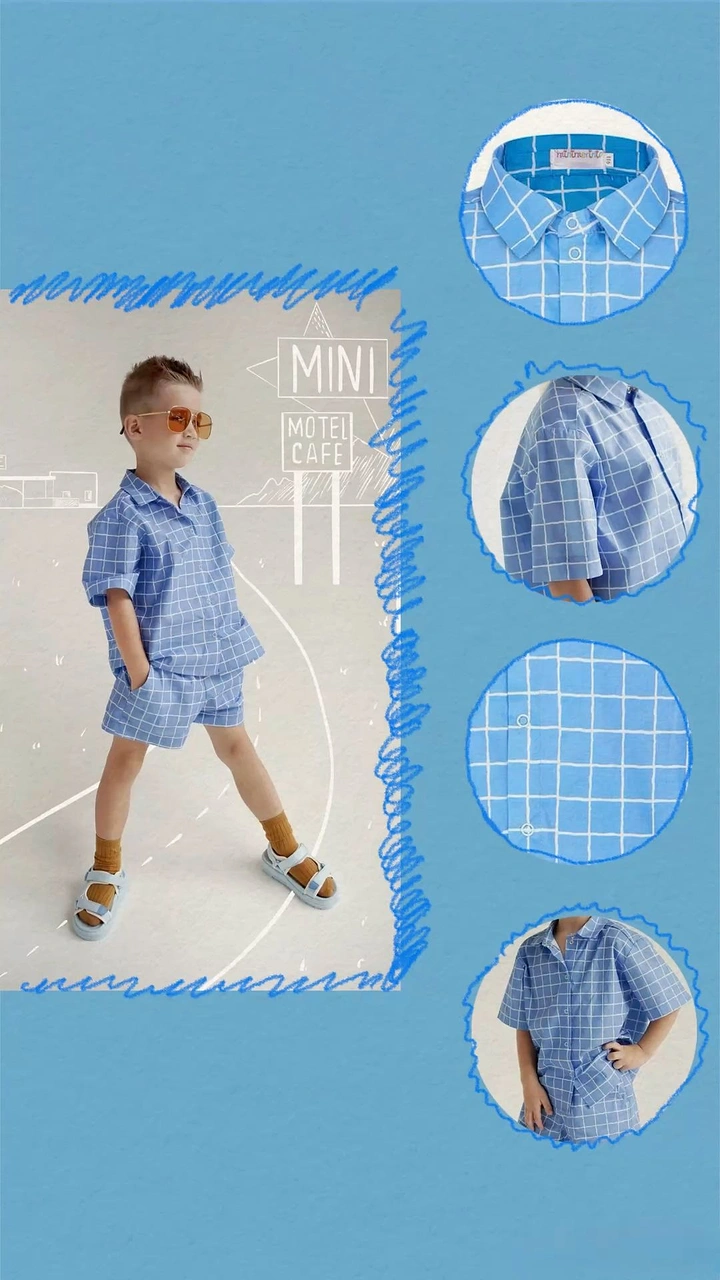 Kids Clothing creative ad: Scribble cutout with fabric detail circles