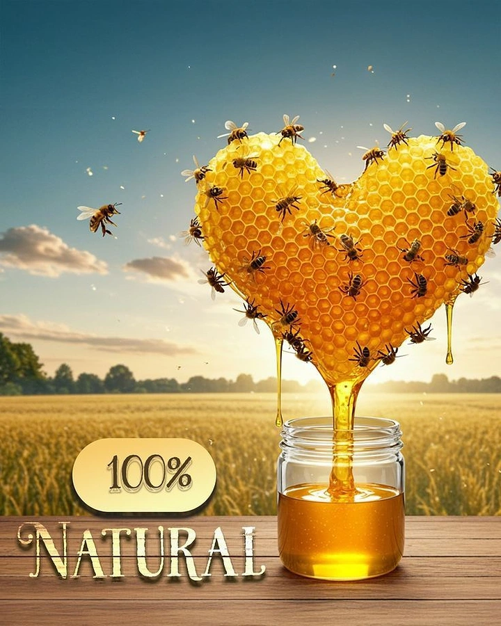 Honey Brands creative ad: Heart-shaped honeycomb product scene