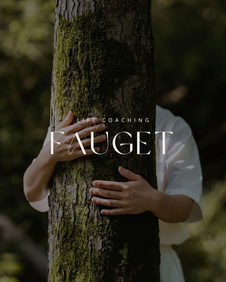 Life & Business Coaches creative ad: Tree-hugging visual metaphor for coaching
