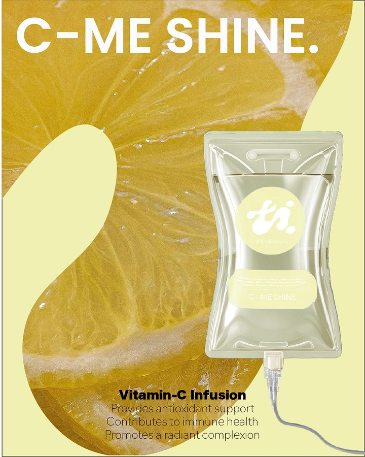 IV Therapy & Drip Bars creative ad: Lemon slice and IV bag create shine pun