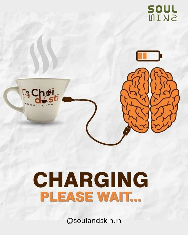 Tea & Chai Brands creative ad: Chai cup charging the brain battery