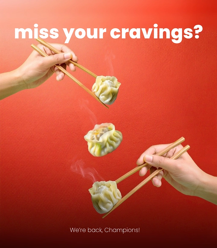 Chinese Restaurants creative ad: Floating dumplings create playful craving metaphor