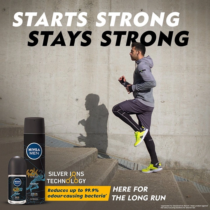 Deodorants & Antiperspirants creative ad: Runner and shadow sell long-lasting strength