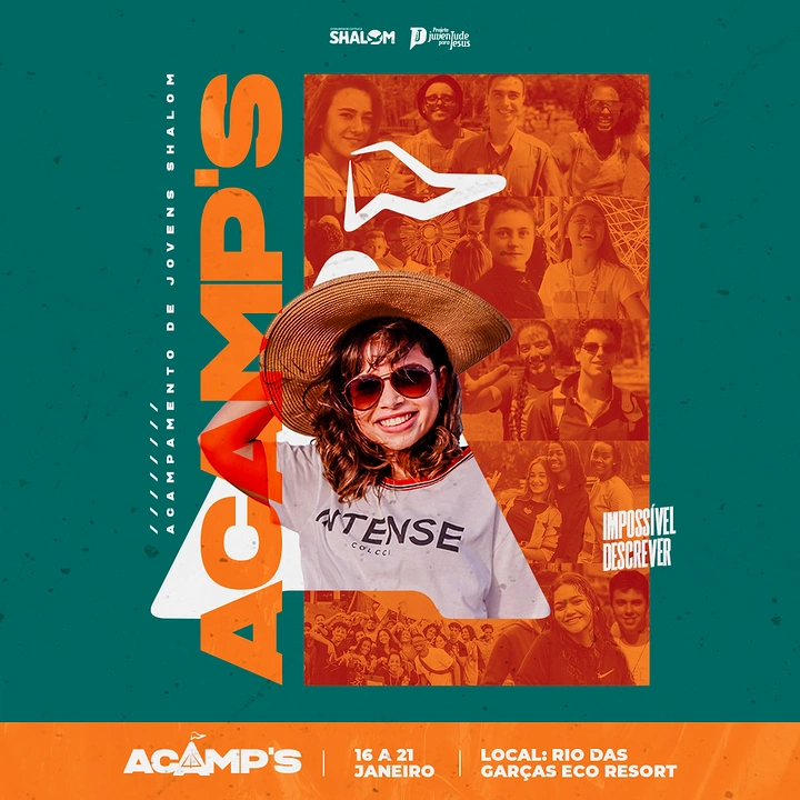 Summer Camps & Kids Activities creative ad: Layered camp collage with bold vertical type