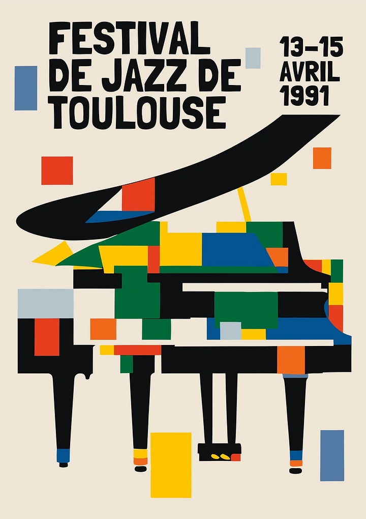 Creative ad: Geometric colour-block grand piano