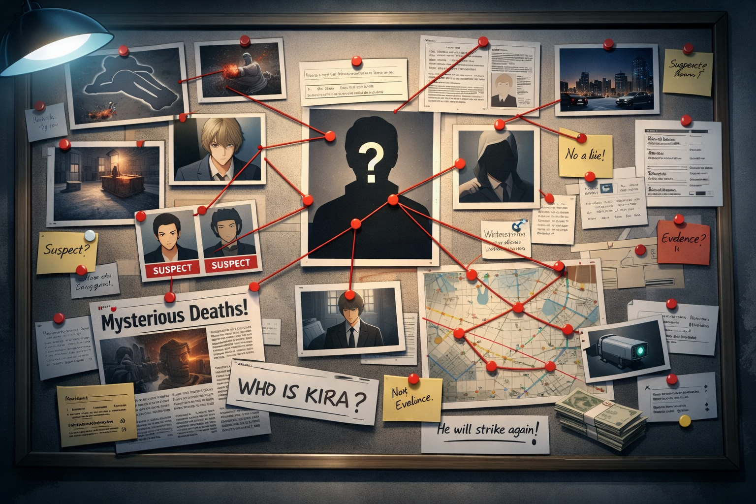 Banner: Murder-mystery investigation board