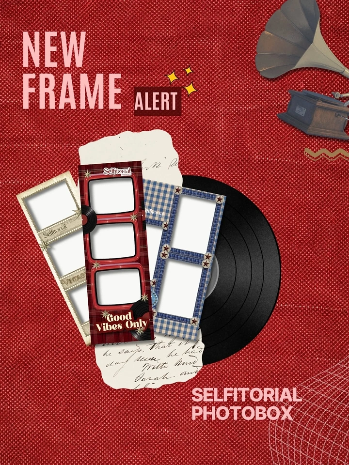 Photo Booth Rentals creative ad: Film-roll visual creates frame-alert concept