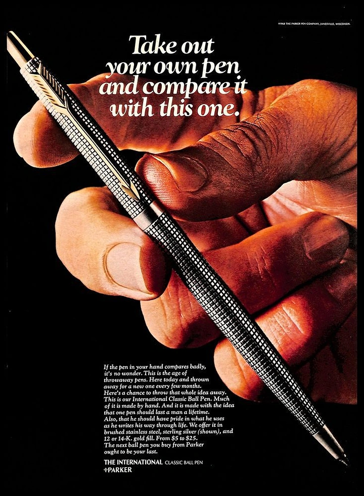 Pens & Writing Instruments creative ad: Witty hand-and-pen comparison concept