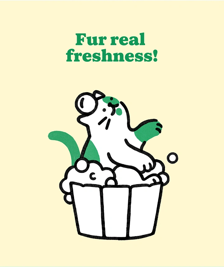 Pet Grooming creative ad: Fur real pun with bath illustration