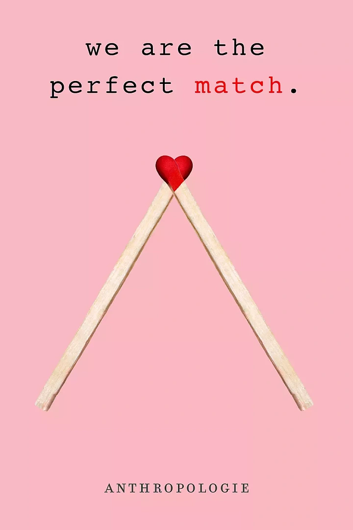 Valentine's Day creative ad: Two matchsticks leaning together, heads forming a red heart