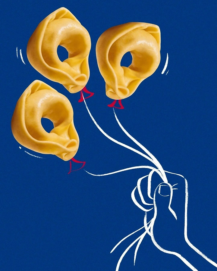 Instant Noodles & Pasta Brands creative ad: Pasta shapes become playful balloons