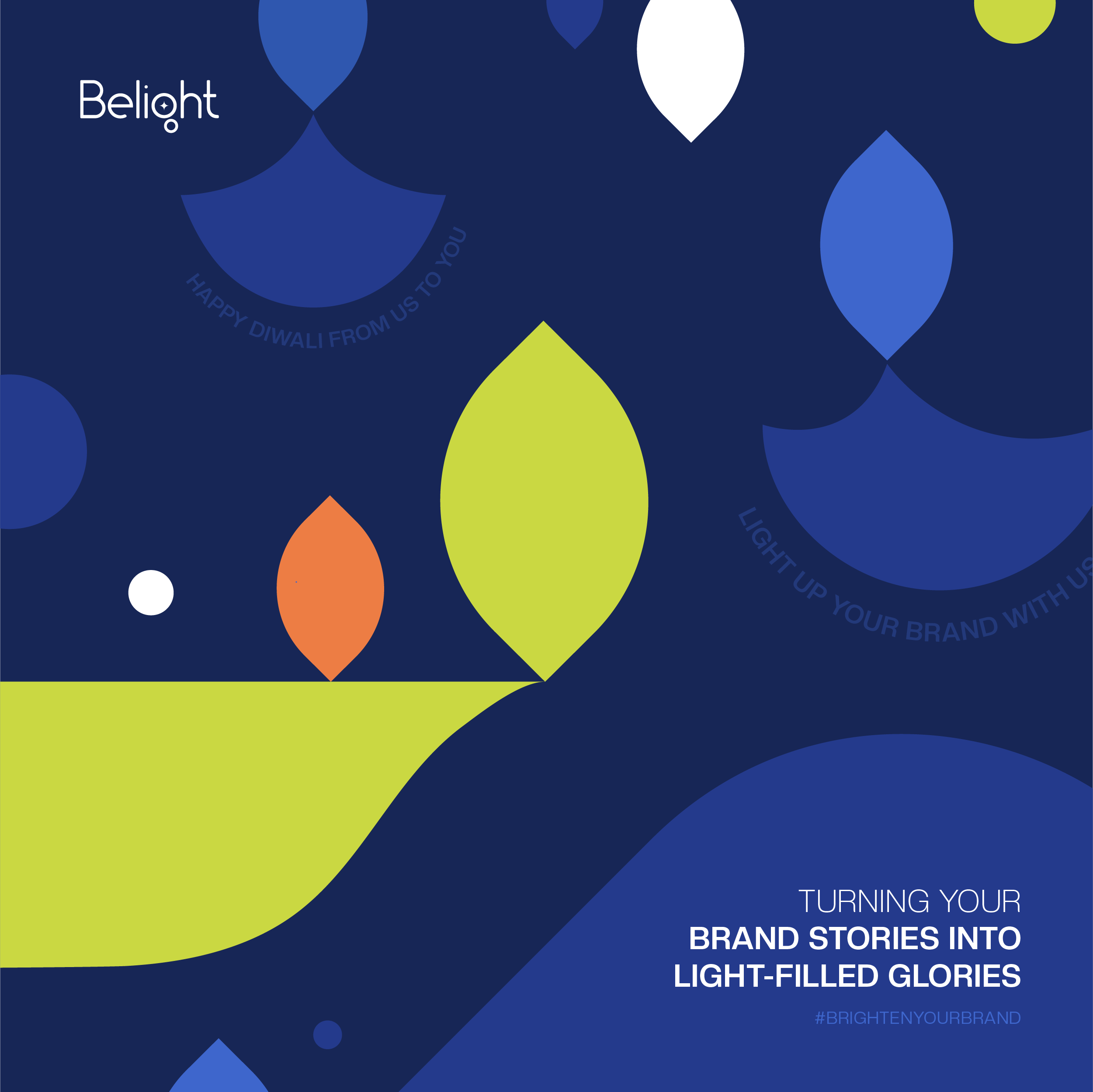 Abstract geometric diyas and leaf-shaped flames