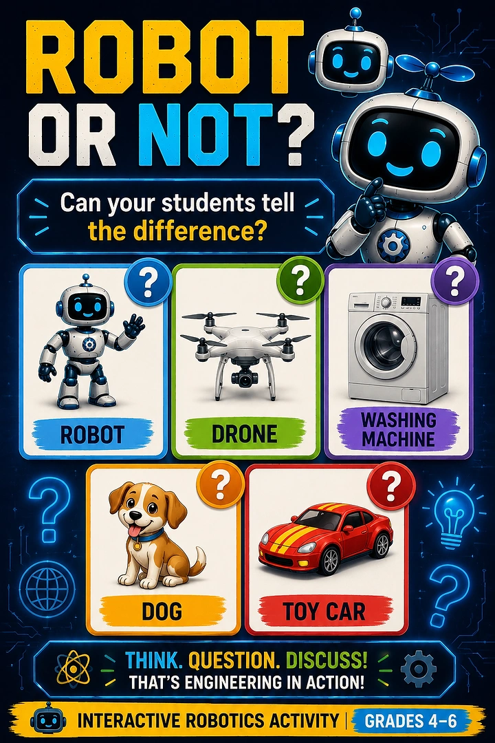 Robotics & STEM Classes creative ad: Interactive robot-or-not quiz concept