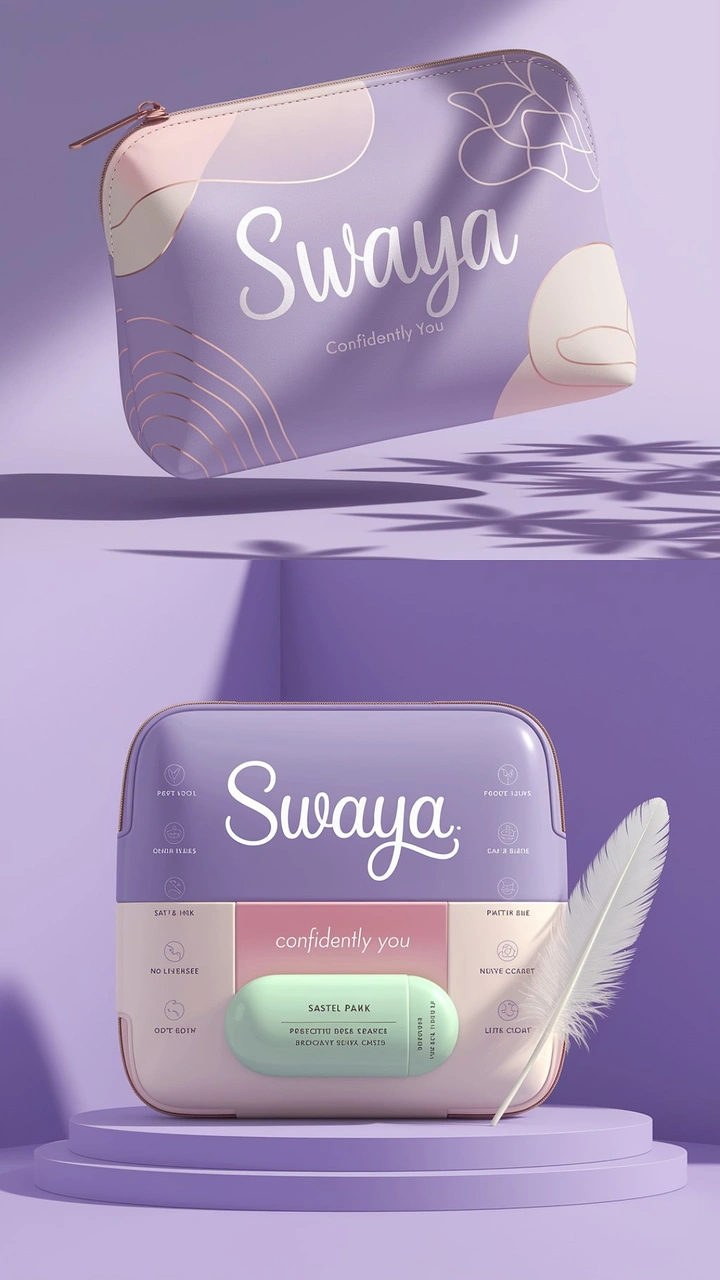Period Care & Feminine Hygiene creative ad: Surreal floating package and feather