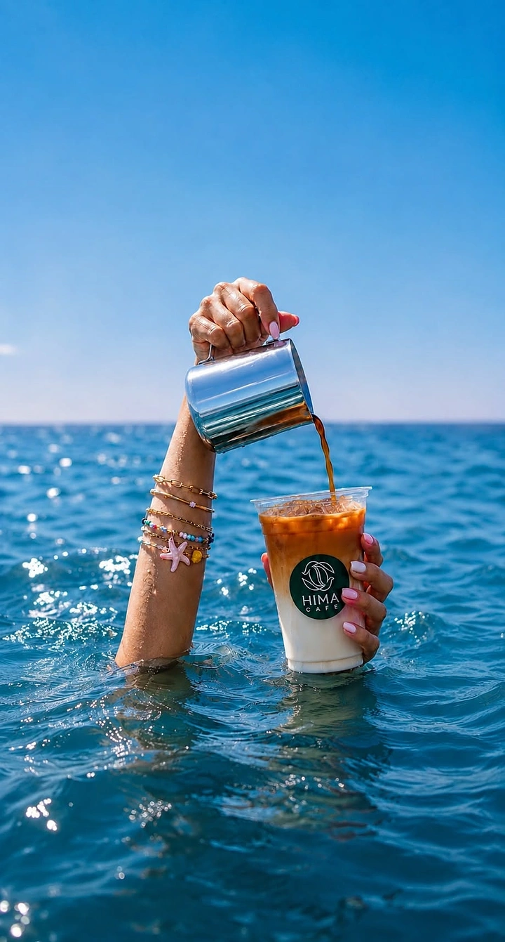 Tumblers, Flasks & Drinkware creative ad: Unexpected poolside drinkware composition