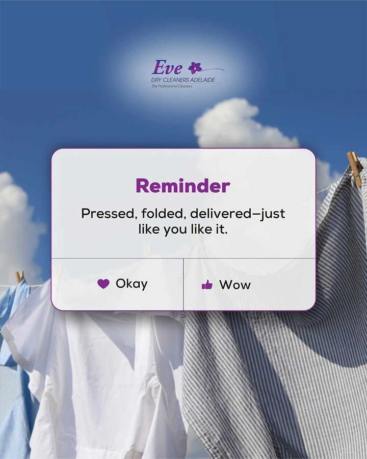 Laundry & Dry Cleaning creative ad: Phone reminder pop-up over clothesline sky