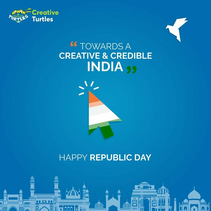 Republic Day creative ad: Tricolour-striped mouse cursor with click rays
