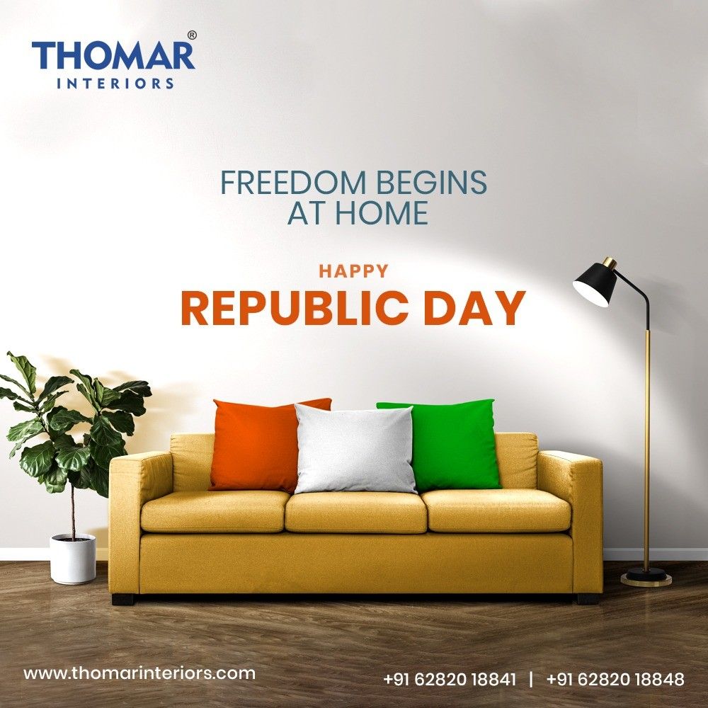 Tricolor cushions on sofa: freedom begins home