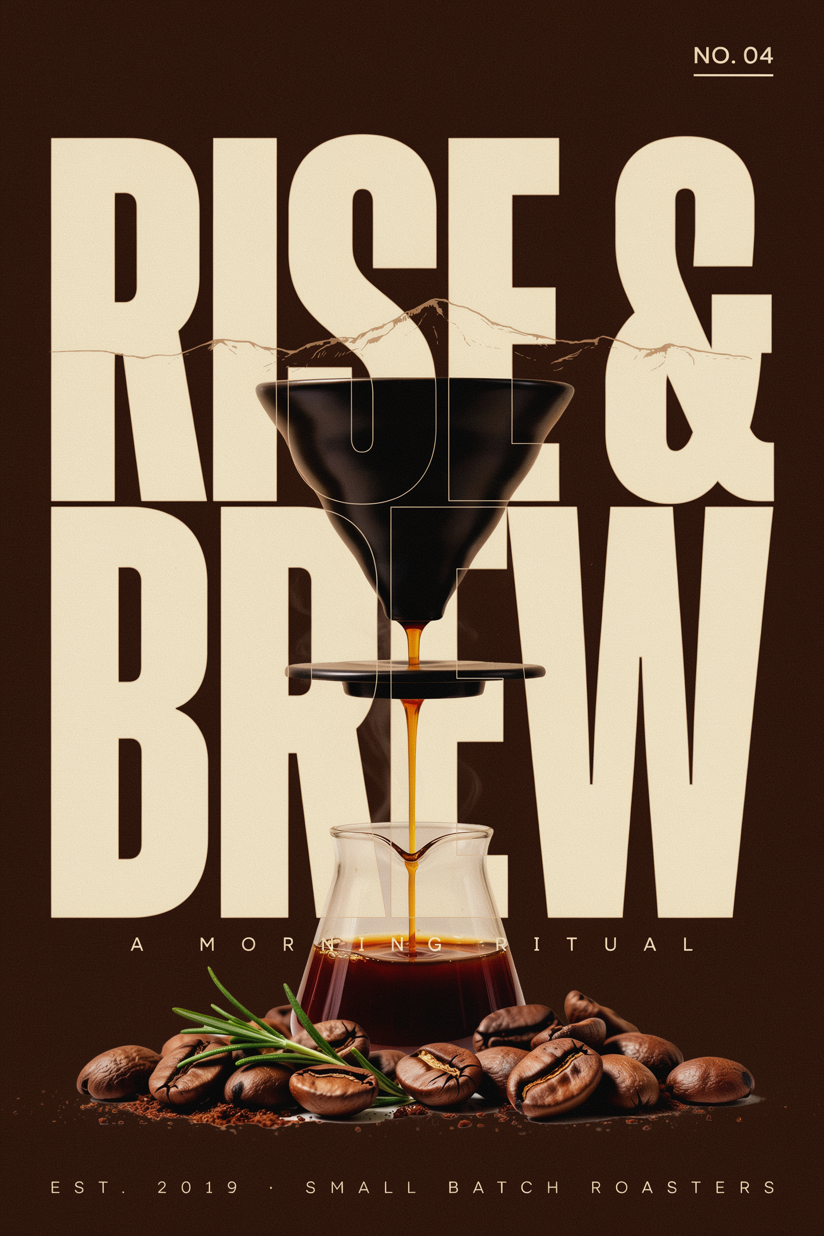 Poster: Pour-over dripper dripping coffee into glass carafe