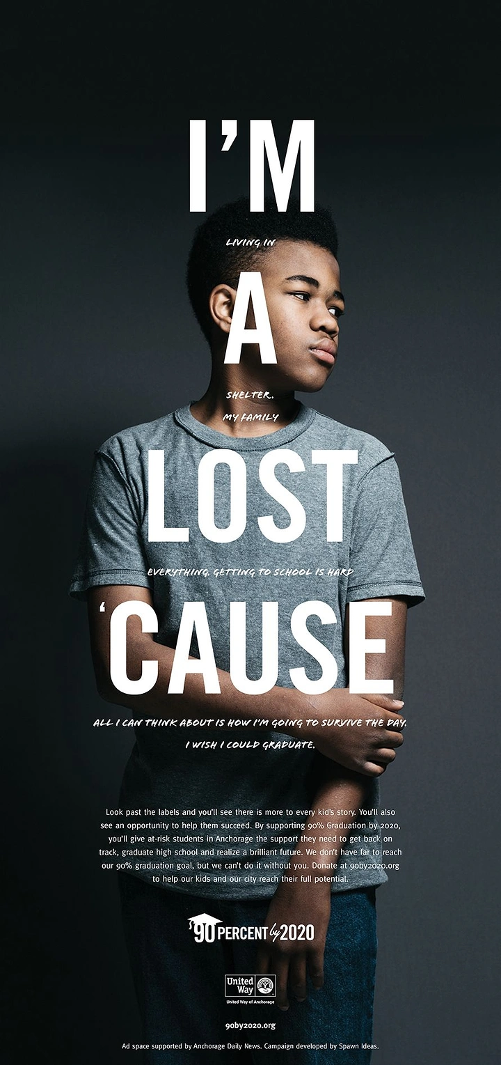 Creative ad: Moody studio portrait of a teenage boy looking aside