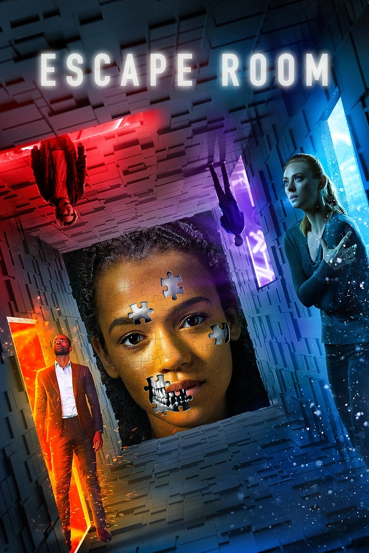 Escape Rooms creative ad: Puzzle-face horror-room visual metaphor